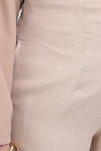 ALLDAY Beige-Broad Leg Linen Trousers