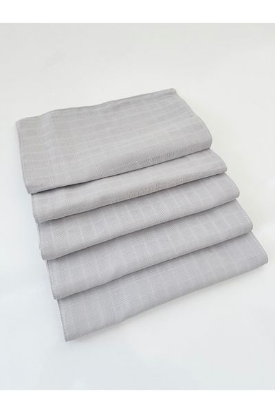 Jaju Baby Gray Muslin 5 Pieces Mouth Cloth Back Cloth Shoulder Cloth Multi-Purpose Newborn Cloth