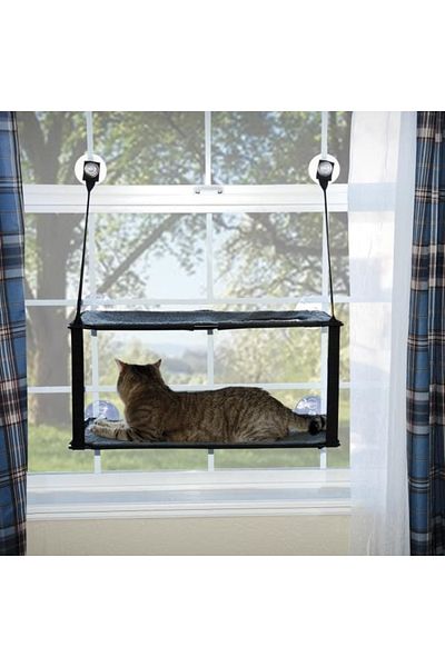 K and H K&H Ez Mount Window Double Stack Kitty Sill Gray 12in x 23in
