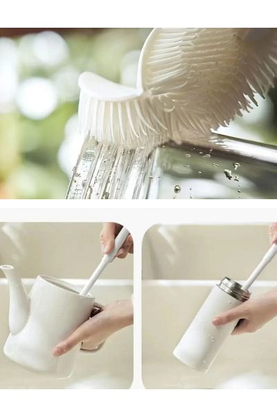 HOME ALL Full Cleaning Silicone Brush with Foldable Head, Long Handle, Cleaning Brush for Bottles Cups