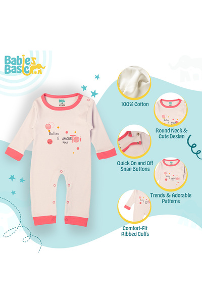 Babies Basic 100% Cotton Printed Long Sleeves Jumpsuit/Romper/Sleepsuit for babies