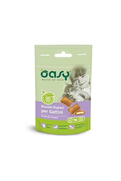 OASY Crunchy Biscuits Filled with Cream Kitten Treats - 60 g