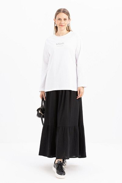ALLDAY White-Stain Stitch Detailed Printed T-Shirt