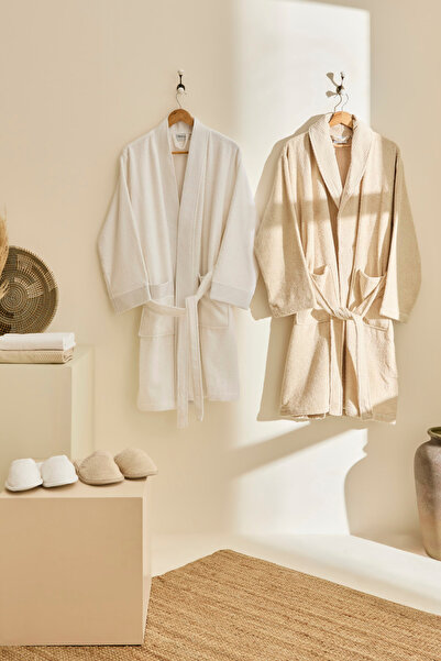 Kaşmir Home Set de baie pentru familie Pery, 6 piese, alb-bej