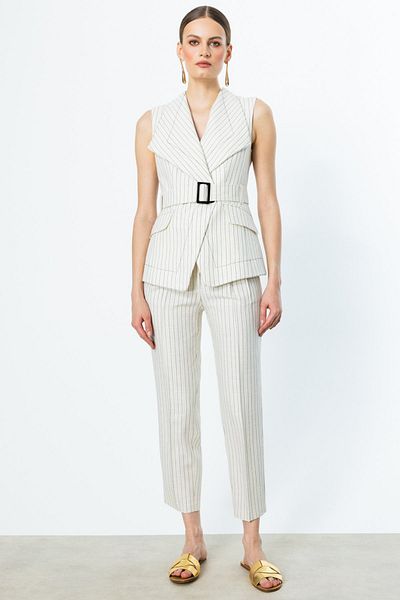 Ekol Striped Cotton Skinny Leg Trousers