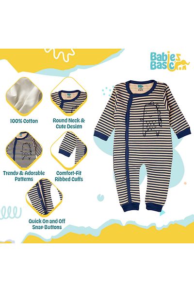 Babies Basic 100% Cotton Printed Long Sleeves Jumpsuit/Romper/Sleepsuit for babies
