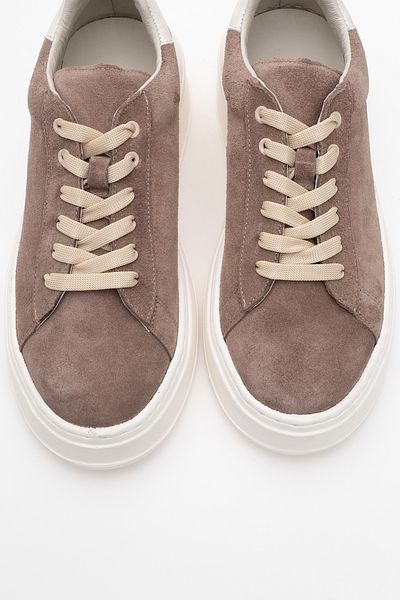 LuviShoes Дамски маратонки GUENO от естествена кожа и велур, цвят пясък