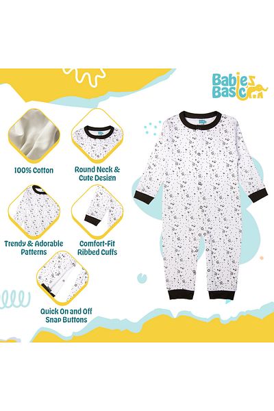 Babies Basic 100% Cotton Printed Long Sleeves Jumpsuit/Romper/Sleepsuit for babies