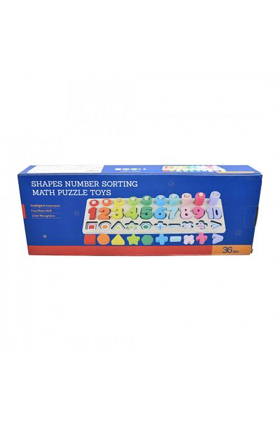 OEM Set puzzle din lemn cu cifre, forme și inele colorate