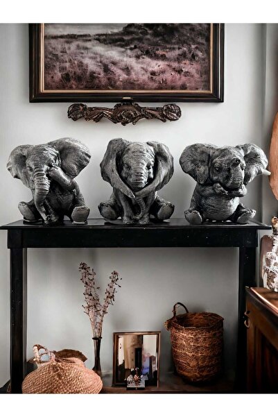 I have not seen I have not heard I do not know Silver Elephants Trinket -Home and Office Decoration stylish behind the TV decor SET of 3