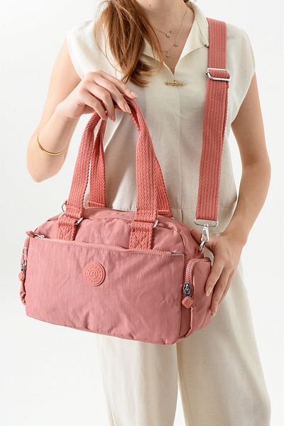 Just Polo Unisex Women's 2-Eye Waterproof Imported Crinkle Fabric Adjustable Cross Strap Hand and Shoulder Bag