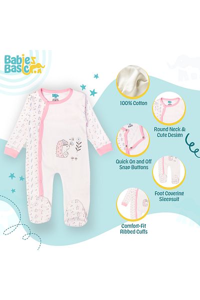 Babies Basic 100% Cotton Printed Long Sleeves Jumpsuit/Romper/Sleepsuit for babies
