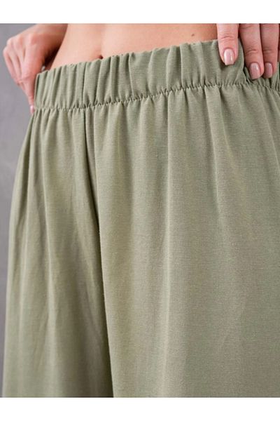 Stilmony Women's Linen Fabric Elastic Waist Comfortable Wide Leg Pants