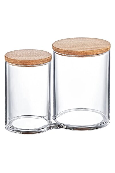 ROYALGROSS Twin Cotton Ball Organizer with Wooden Lid – Makeup Organizer