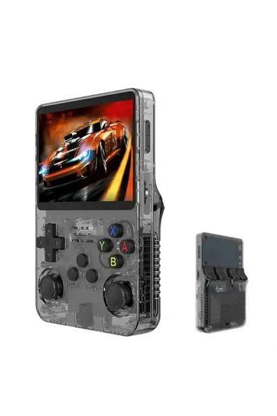 VEVOR Consola R36S portabila retro 64GB, 15000 jocuri, ArkOS 2.0, N64 PSP PS1 PlayStation Sega, Negru
