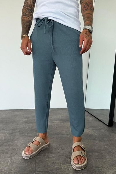 MADZEYMODA Ανδρικό Boyfriend Fit Twill Petrol Blue Jogger