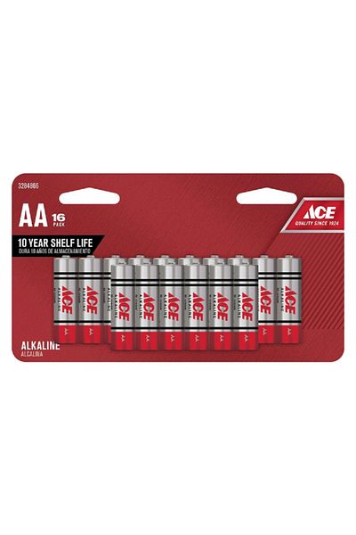 ACE 16-Piece Long Lasting Stable Voltage AA Alkaline Battery Red and Silver