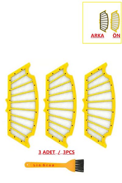 LİN GRUP For Irobot Roomba 500 521 531 535 540 551 555 561 581 595 Robotic Vacuum Replacement Hepa Filter 3Pcs