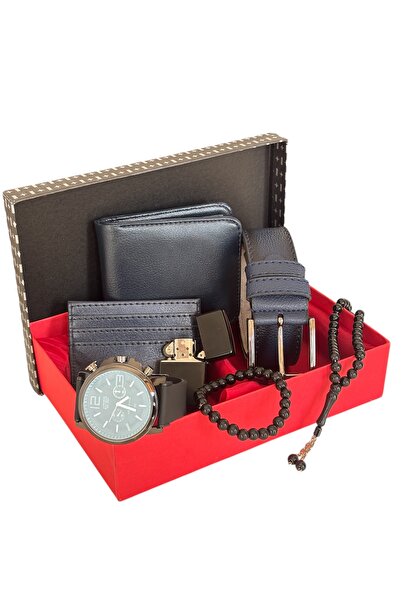 Tisaati Lüks Vegan Deri Özel Kutulu Klasik Cüzdan Kemer Kartlık Çakmak Bilekl...