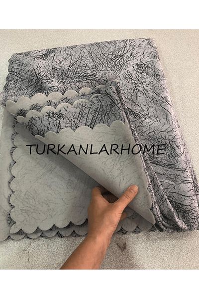 turkanlarhome Sofa Bed Cover Gray Vein Patterned Non-Slip Base Sponge Top Fabric Velvet