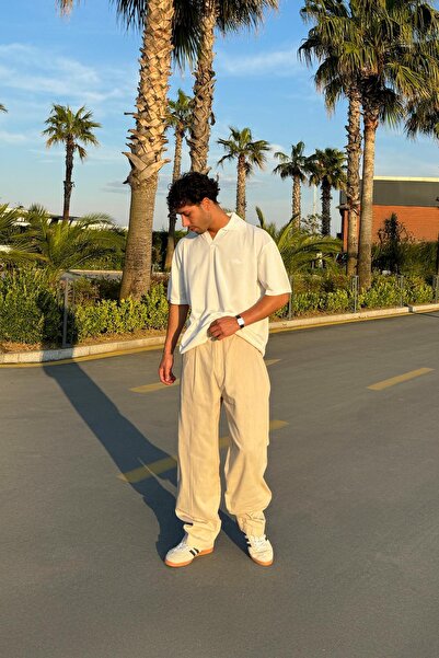 Flaw Wear Pleated Beige Linen Trousers