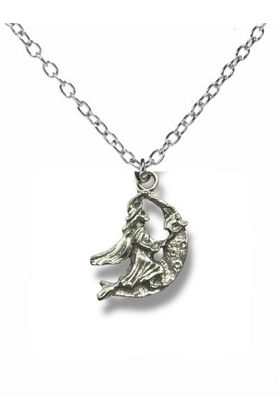 Herşey Nota Gothic Witch Figured Necklace – Silver Color Zamak Metal Unisex Jewelry