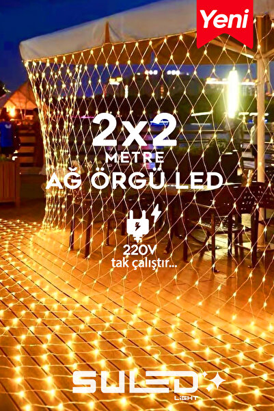 SULED 2X2 Metre Ağ Led Işık Gün Işığı 220V Fişli Dekoratif Led Işık İç & Dış Mekan Süsleme Parti Ambiyans