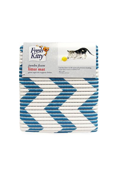 Fresh Kitty Jumbo Foam Litter Mat, Blue Chevron