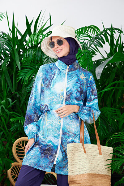 Moodbasic Gold marble patterned hijab swimwear