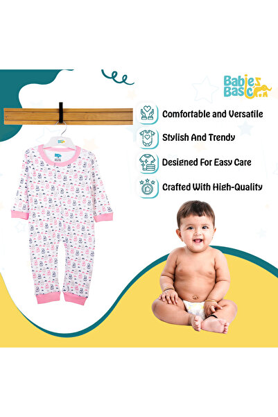 Babies Basic 100% Cotton Printed Long Sleeves Jumpsuit/Romper/Sleepsuit for babies