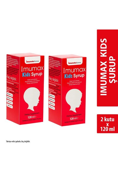 Imuneks Farma Imumax Kids Şurup Kara Mürver meyve, Hatmi Kök, Üzüm Çekirdeği ...