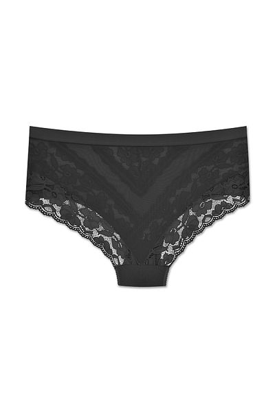 ZENA UNDERWEAR Chiloți de damă cu talie înaltă elastică cu detaliu din tul din dantelă