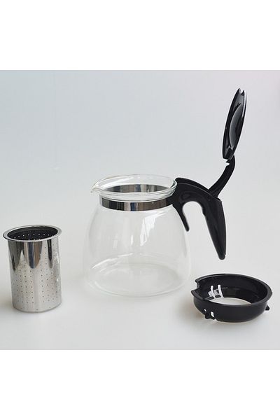 FOXMAG24 Kettle with infuser, heat-resistant glass, 1.1L capacity, cool handle, Ø13.5 cm, black