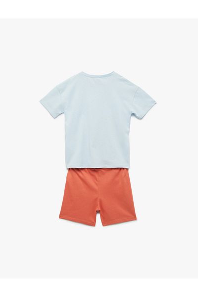 Koton Cotton Graphic Lion Print Detailed T-Shirt Shorts Set