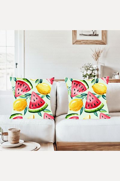 on the clouds Watermelon Lemon Color Combination Hidden Zippered Throw Pillow Cover Sofa Pillow Case Set (2Pcs)
