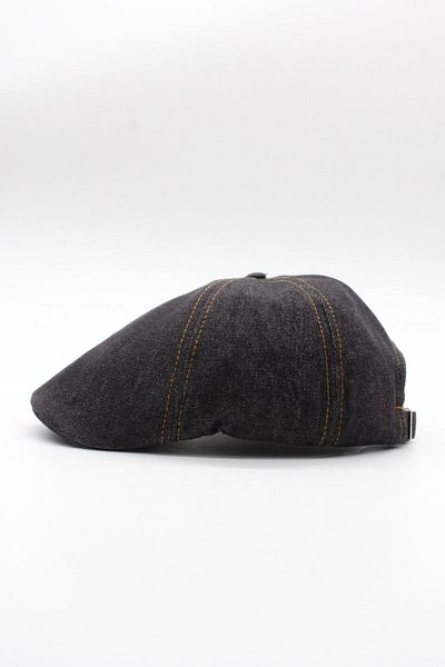 Külah Men's Adjustable Buckle 100% Cotton Denim Cap Hat - Black