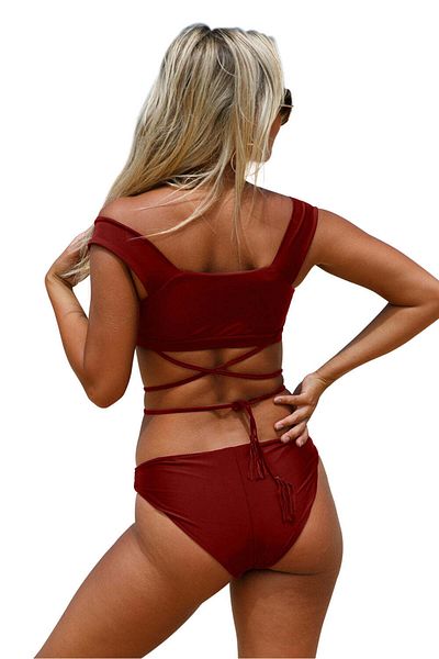 WildFashion Burgundy two-piece swimsuit SW1224-2113