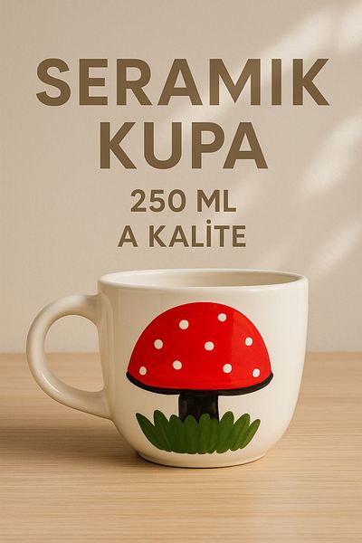 BB TRADE Handmade Mushroom Patterned Ceramic Mug