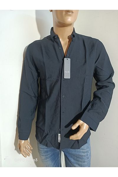 NÇB Спортна памучна риза с дълъг ръкав slim fit