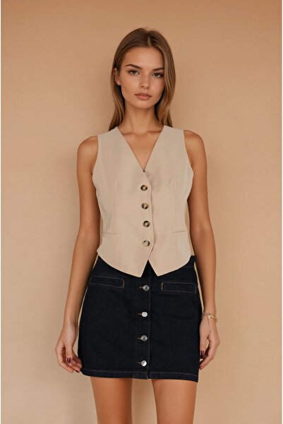 FABB Μπεζ γιλέκο με ανοιχτή πλάτη