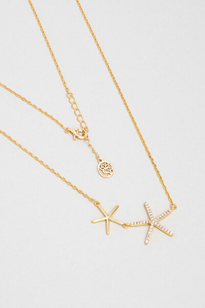 So CHIC... Işıltılı Yaz 18 Ayar Sarı Altın Kaplama 45 Cm Gümüş Kolye