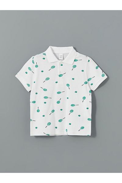 LC Waikiki Standard Pattern 100% Cotton Combed Fabric Polo Neck Printed Baby Boy T-Shirt