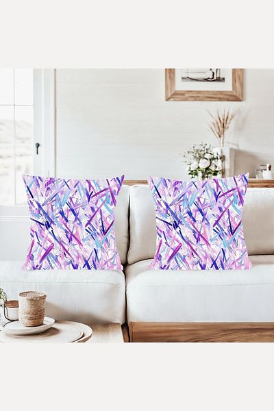 on the clouds Colorful Lines Combination Hidden Zipper Throw Pillow Cover Sofa Pillow Case Set(2Pcs)