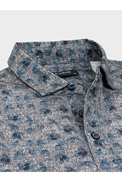 KAMER Modern Fit Cotton Lycra Mixed Shirt Collar Short Sleeve Patterned Tee 5000kg