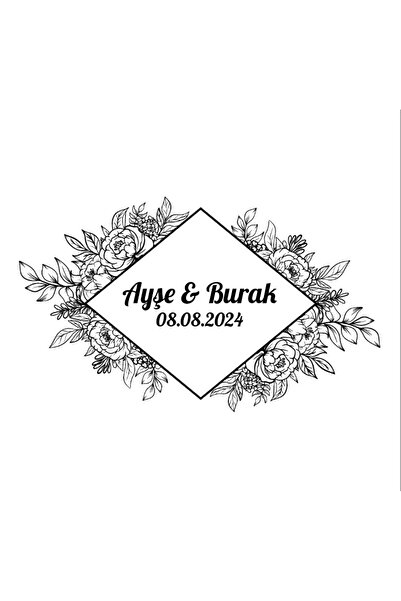 Reysa Tasarım ملصق زهرة الزنبق المستدير هينا خطوبة زفاف 3x3 سم ملصق مخصص / 50...