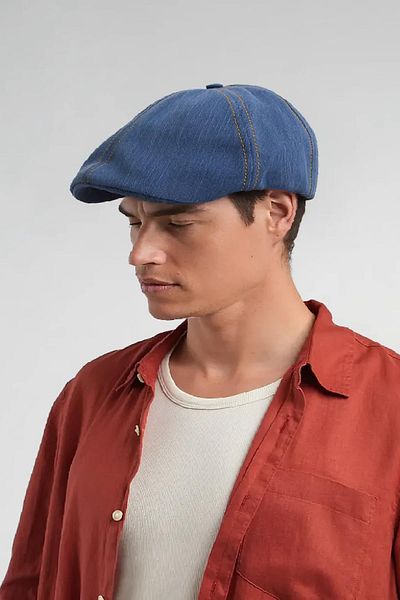 Külah Men's Adjustable Buckle 100% Cotton Denim Cap Hat - Blue