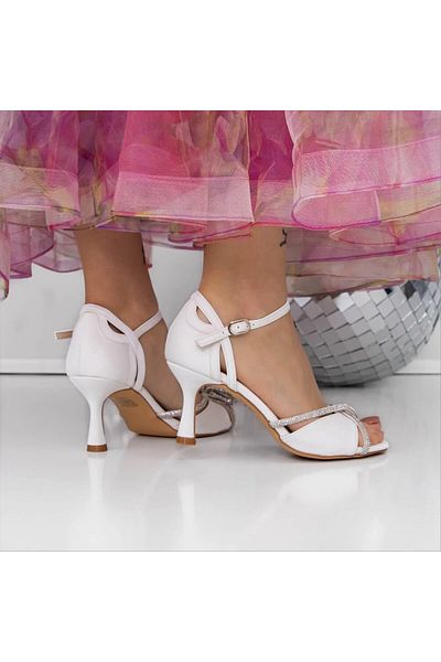 Kalapod Women's white heeled sandals made of eco-leather Cipora