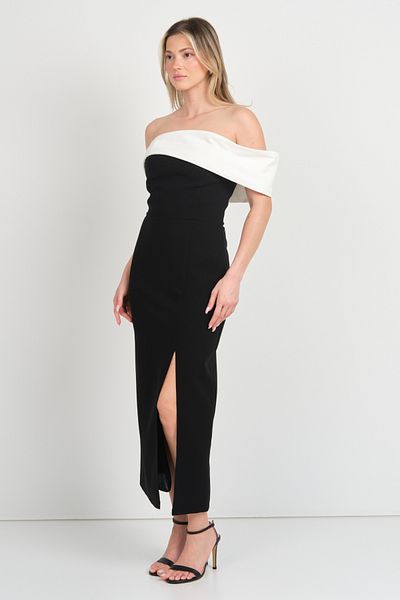 Dans Women's Sleeve Detailed Strapless Midi Evening Dress 1816 Black