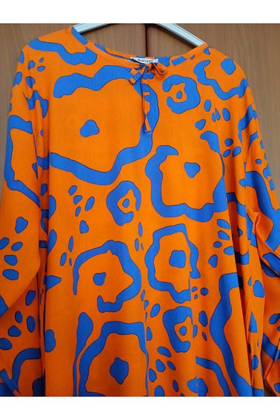 OceanGiyim Women's Mixed Pattern Summer Dress – Light Viscose Fabric, Casual Casual Model