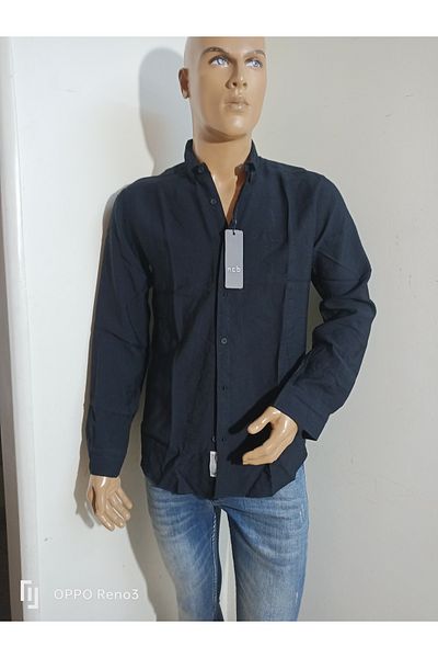 NÇB Спортна памучна риза с дълъг ръкав slim fit